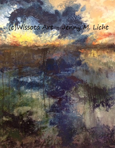 A glowing sky over a soft, low meadow, the whole scene held in gentle atmospheric light.